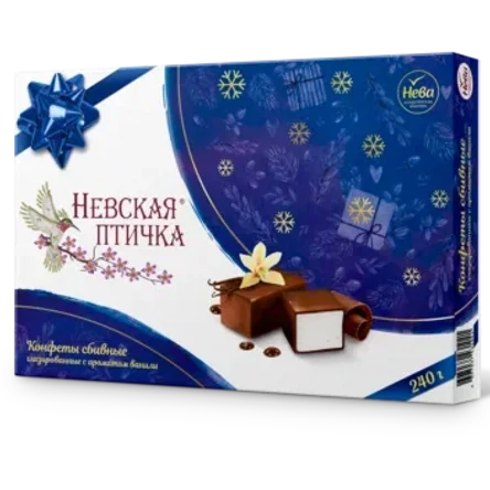 Конфеты сбивные глазированные с ароматом ванили "Невская Птичка" 240гр